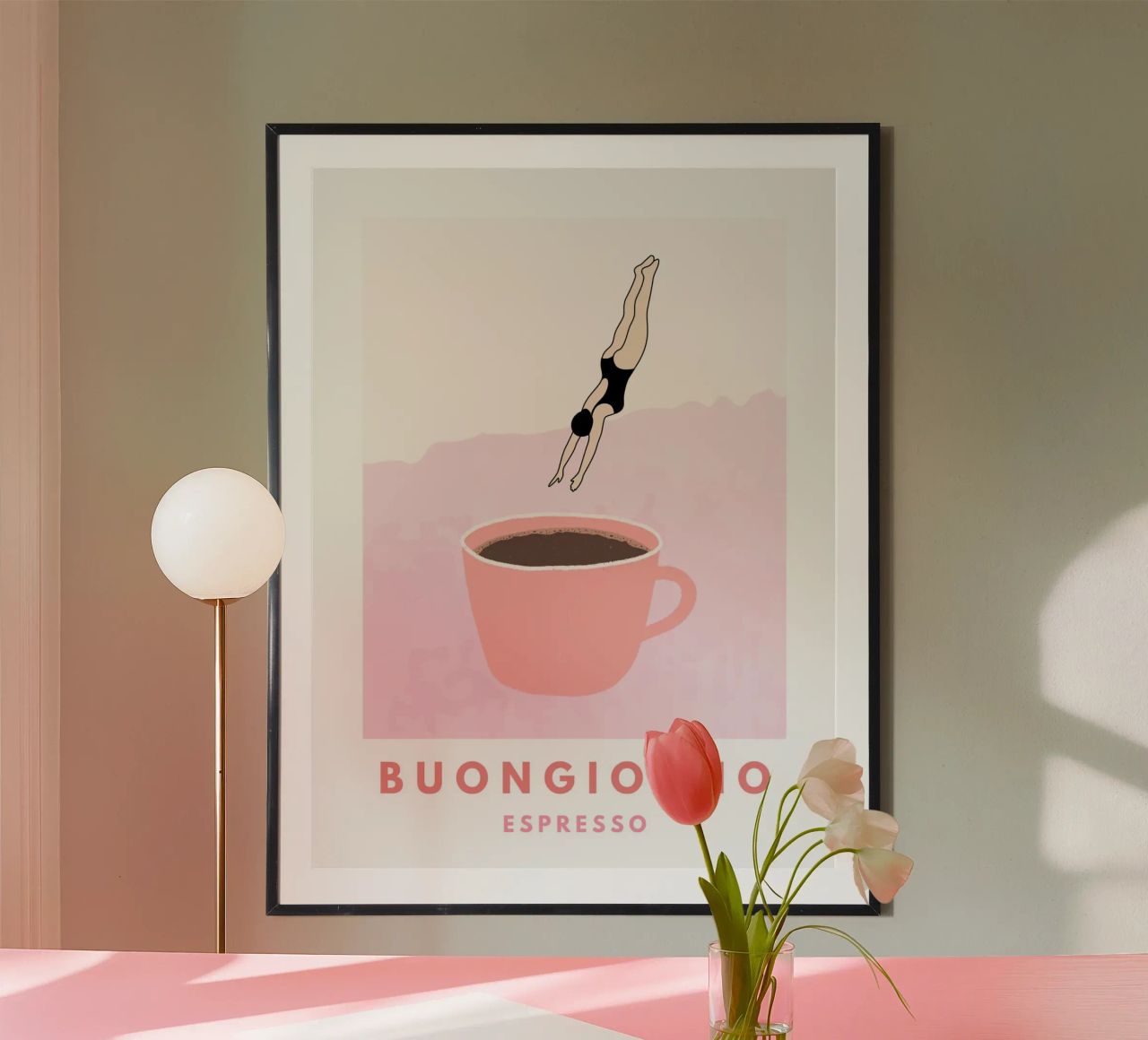 Buongiorno Coffee Print, Coffee lover poster, Espresso Art Poster von Bella Studio