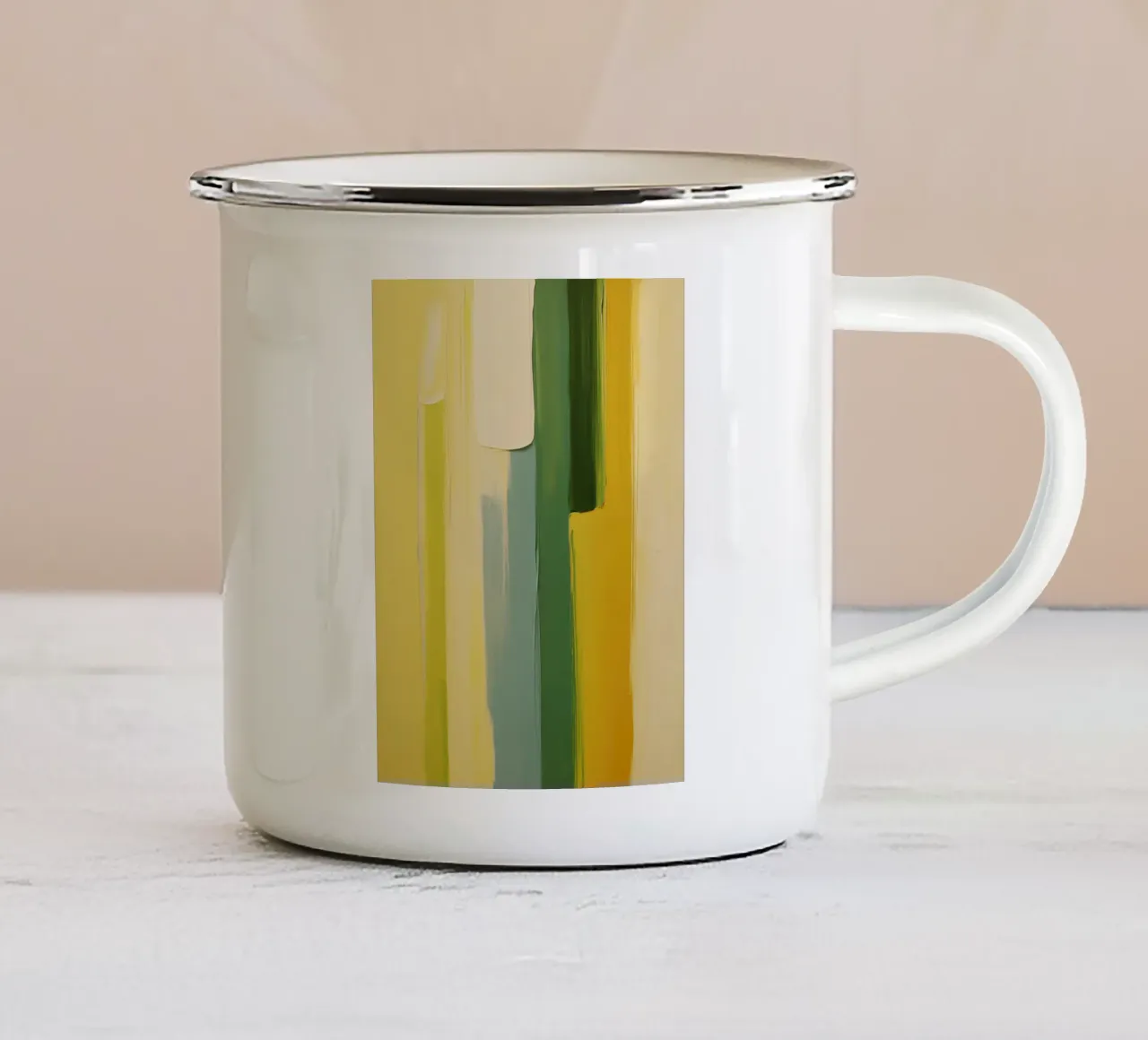 Abstract green and yellow tazza in smalto da Imagine
