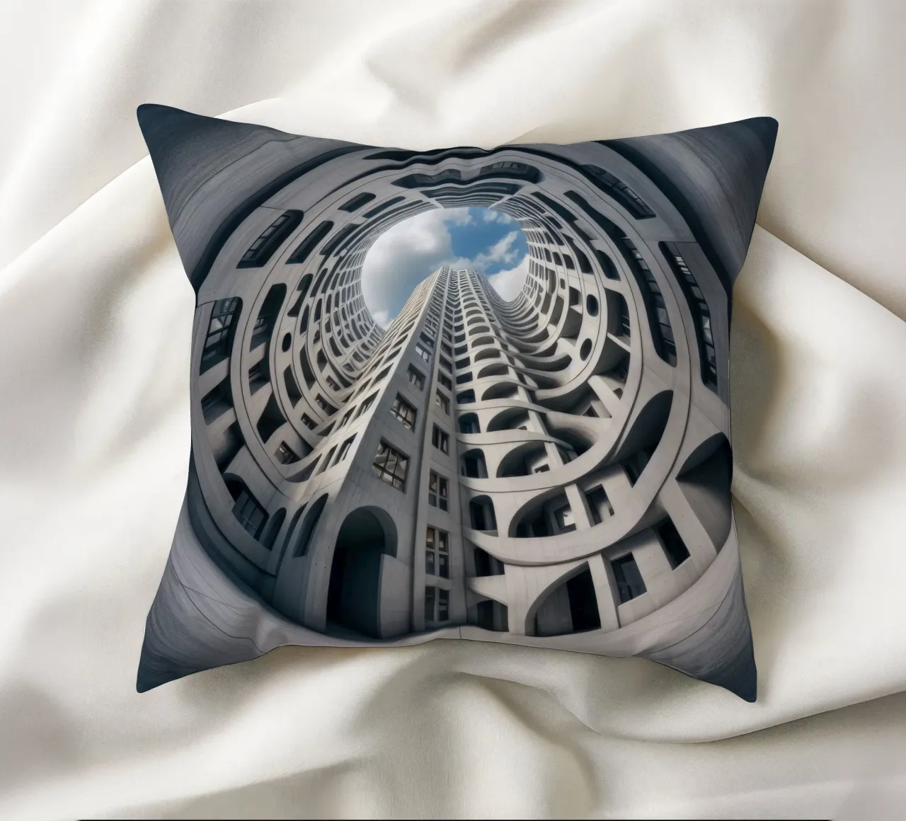 Sphere 011 - Futuristic Abstract Building cuscino da Spheres