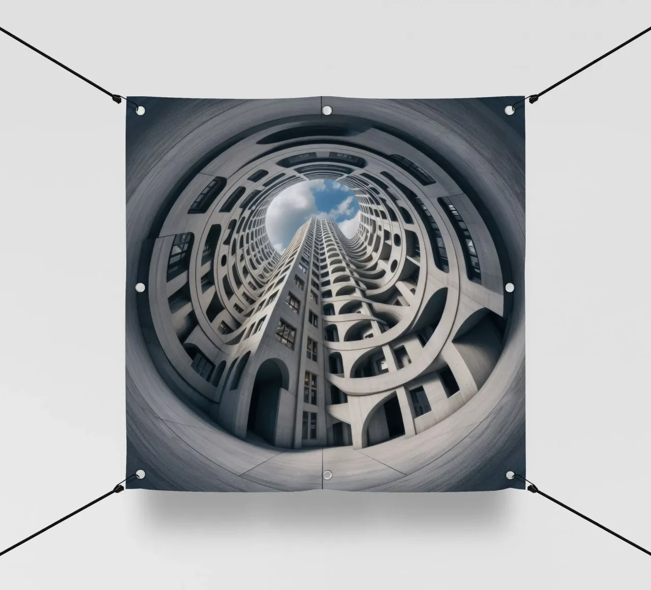 Sphere 011 - Futuristic Abstract Building PVC Plane von Spheres