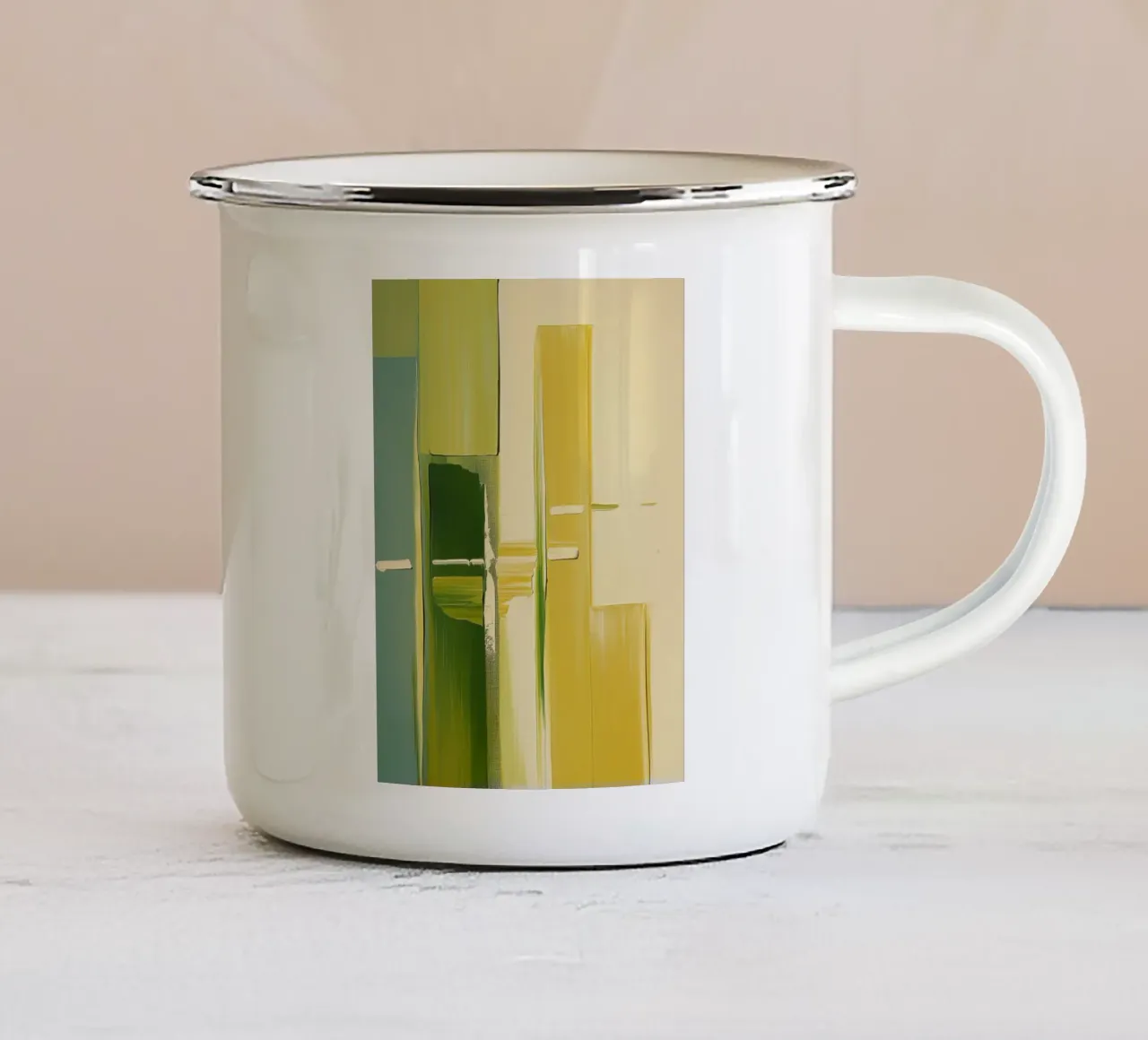 Abstract green and yellow tazza in smalto da Imagine