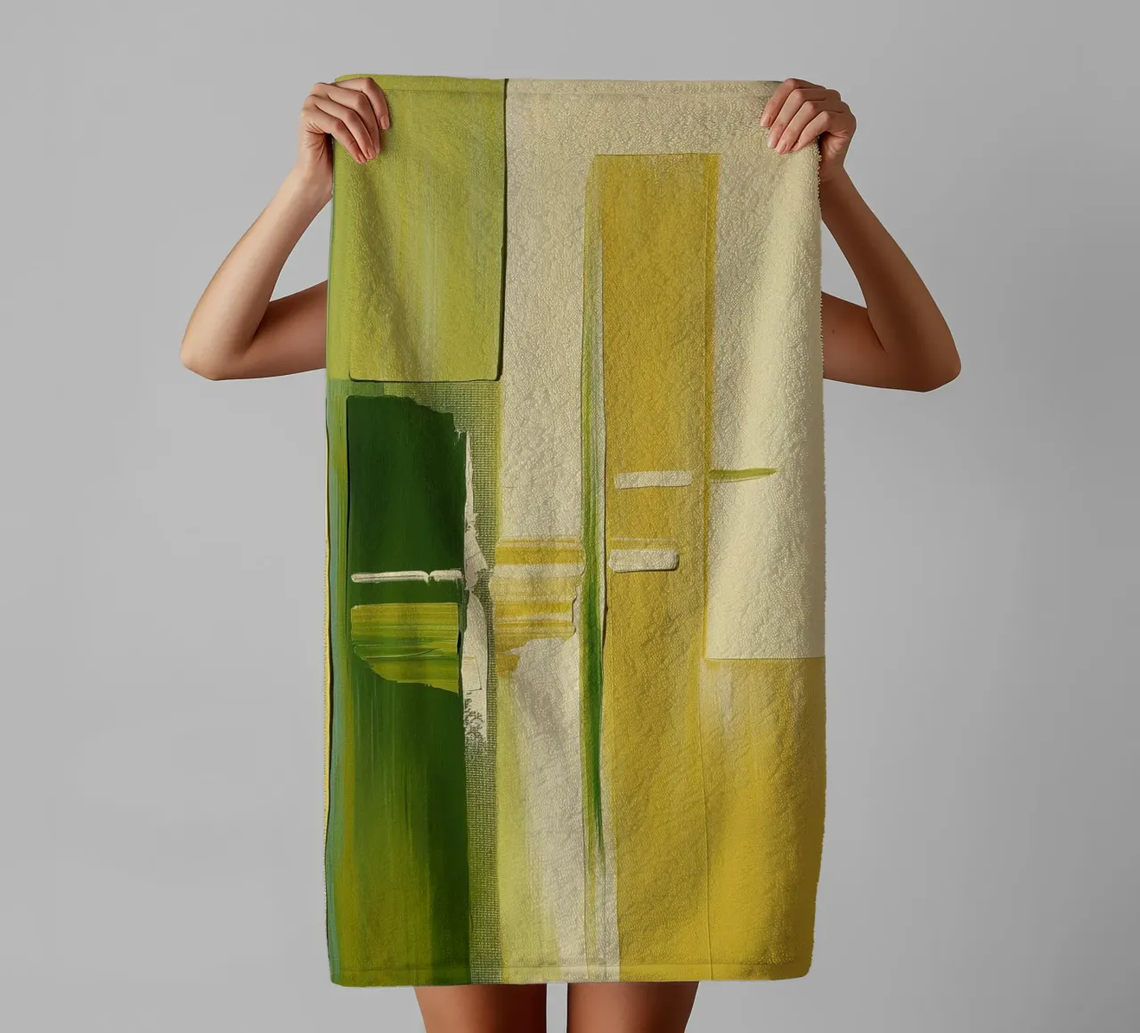Abstract green and yellow asciugamano da bagno da Imagine