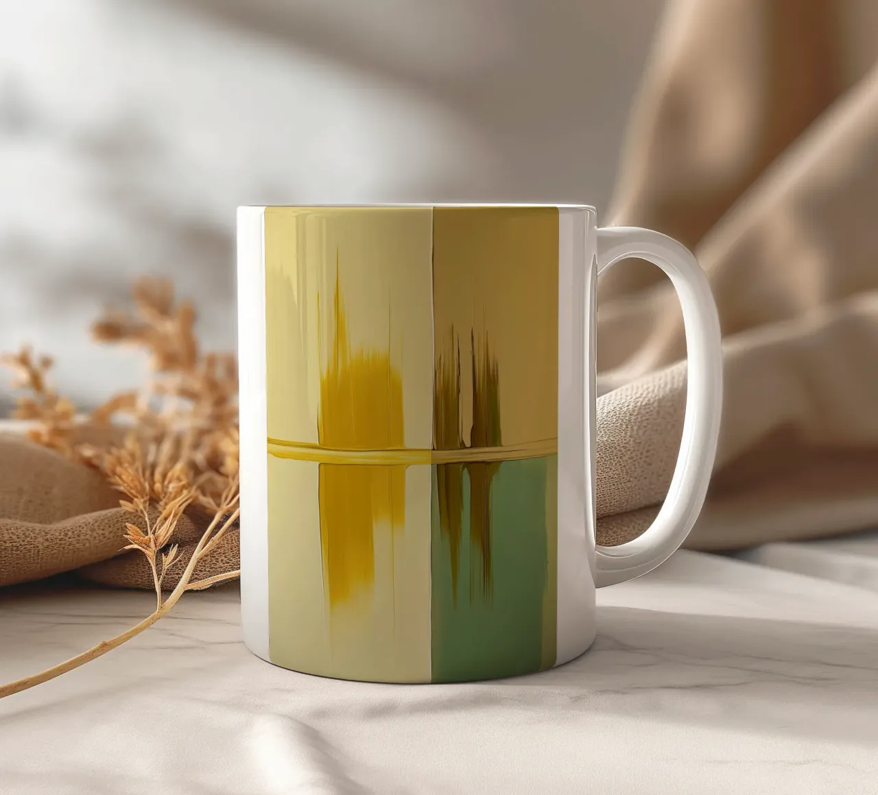 Abstract green and yellow tazza in ceramica da Imagine