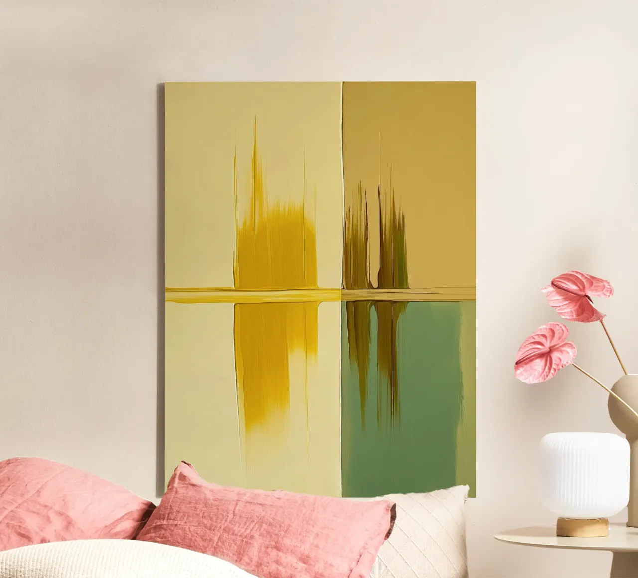 Abstract green and yellow tela con Cornice a cassetta da Imagine