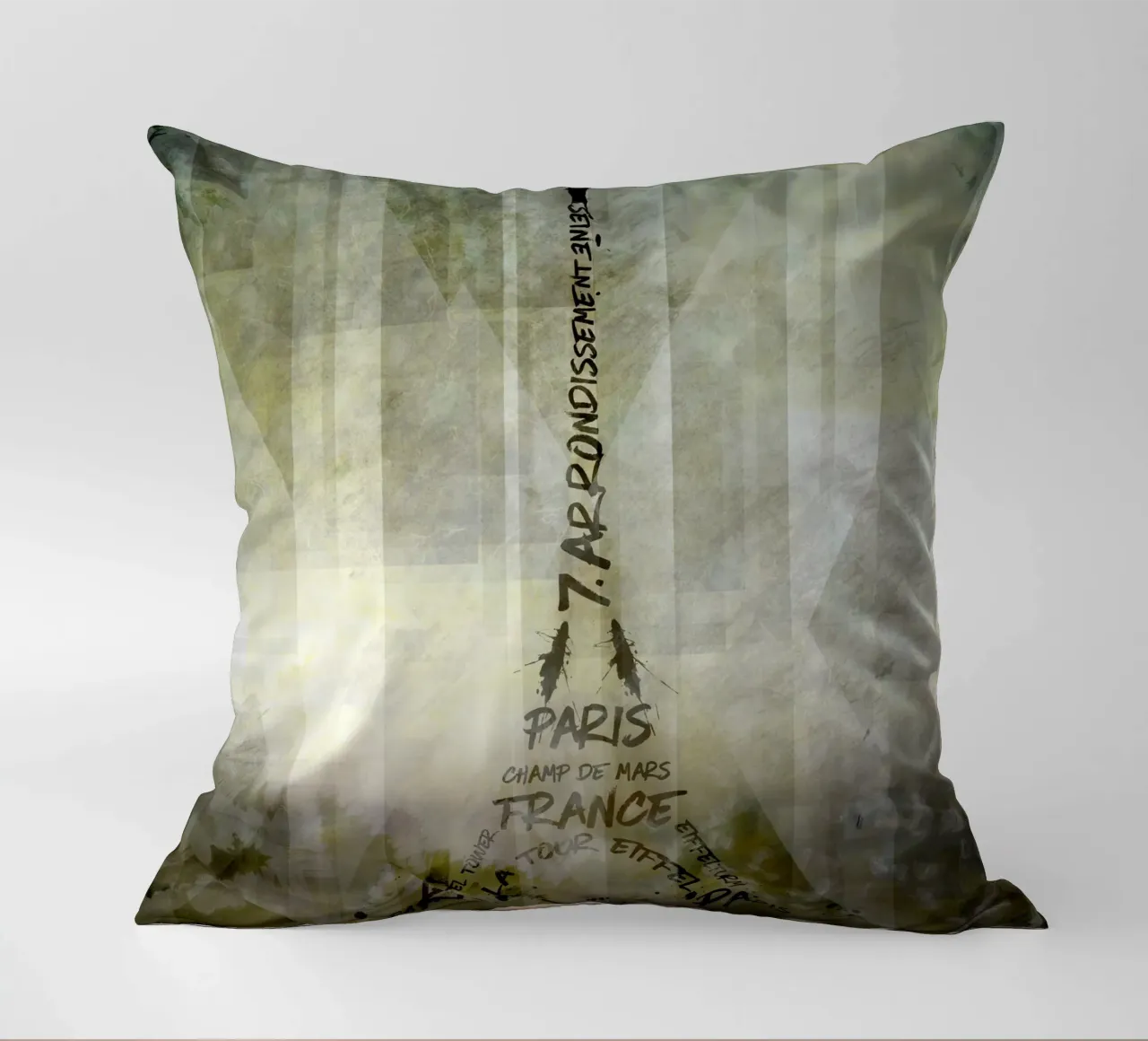 Digital-Art PARIS Eiffel Tower | Geometric Mix No.1 cuscino da Melanie Viola