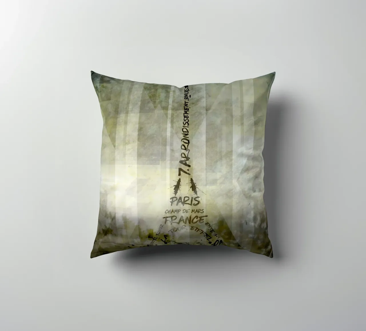 Digital-Art PARIS Eiffel Tower | Geometric Mix No.1 Kissen von Melanie Viola