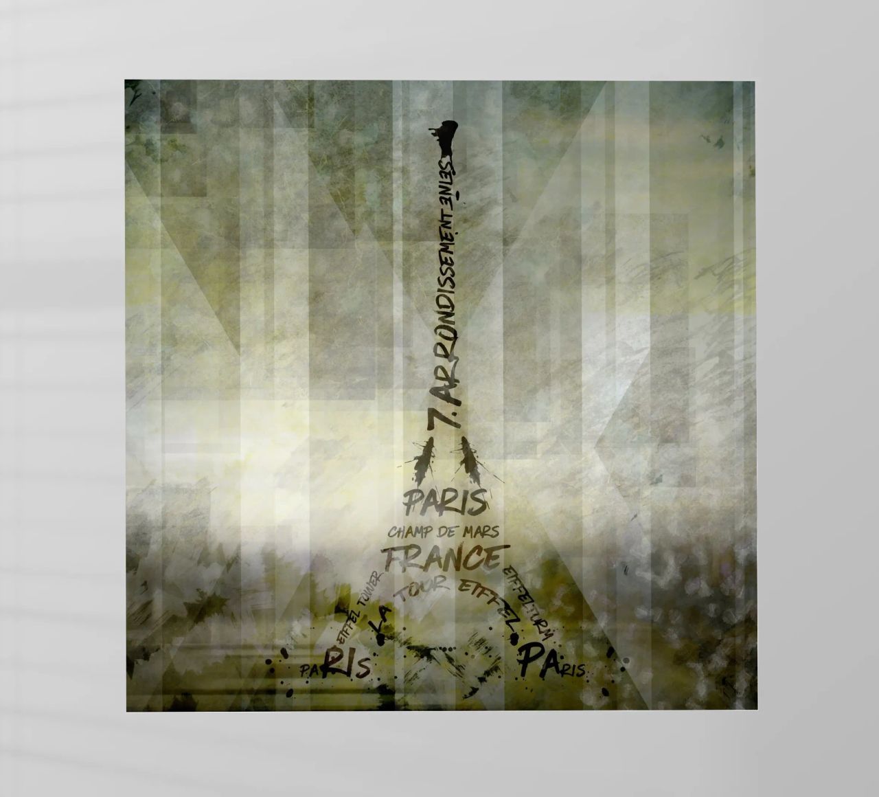 Digital-Art PARIS Eiffel Tower | Geometric Mix No.1 pellicola backlit da Melanie Viola