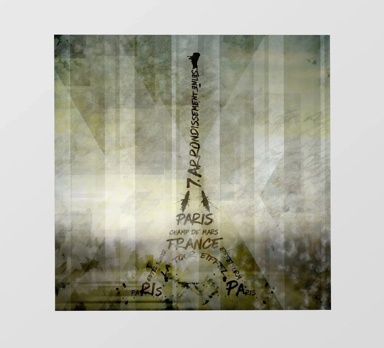 Digital-Art PARIS Eiffel Tower | Geometric Mix No.1 pellicola backlit da Melanie Viola