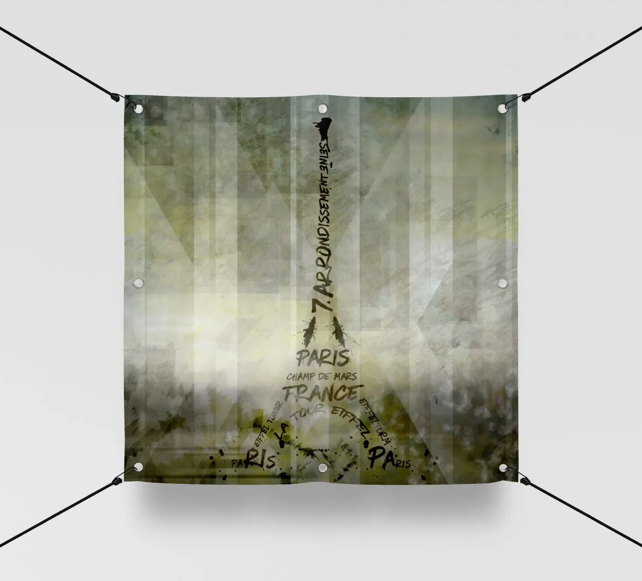 Digital-Art PARIS Eiffel Tower | Geometric Mix No.1 lonas publicitarias de Melanie Viola