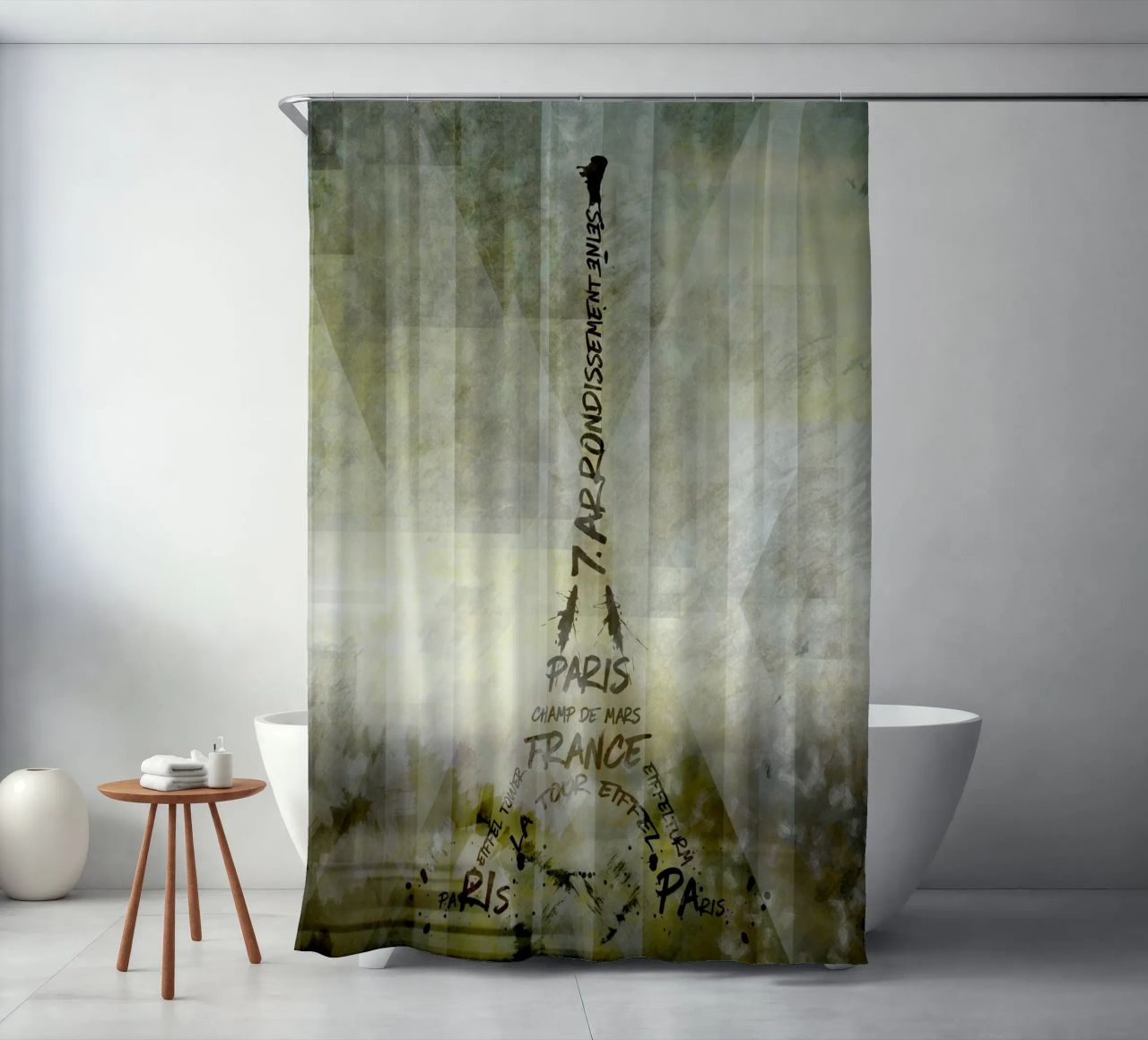 Digital-Art PARIS Eiffel Tower | Geometric Mix No.1 tenda da doccia da Melanie Viola