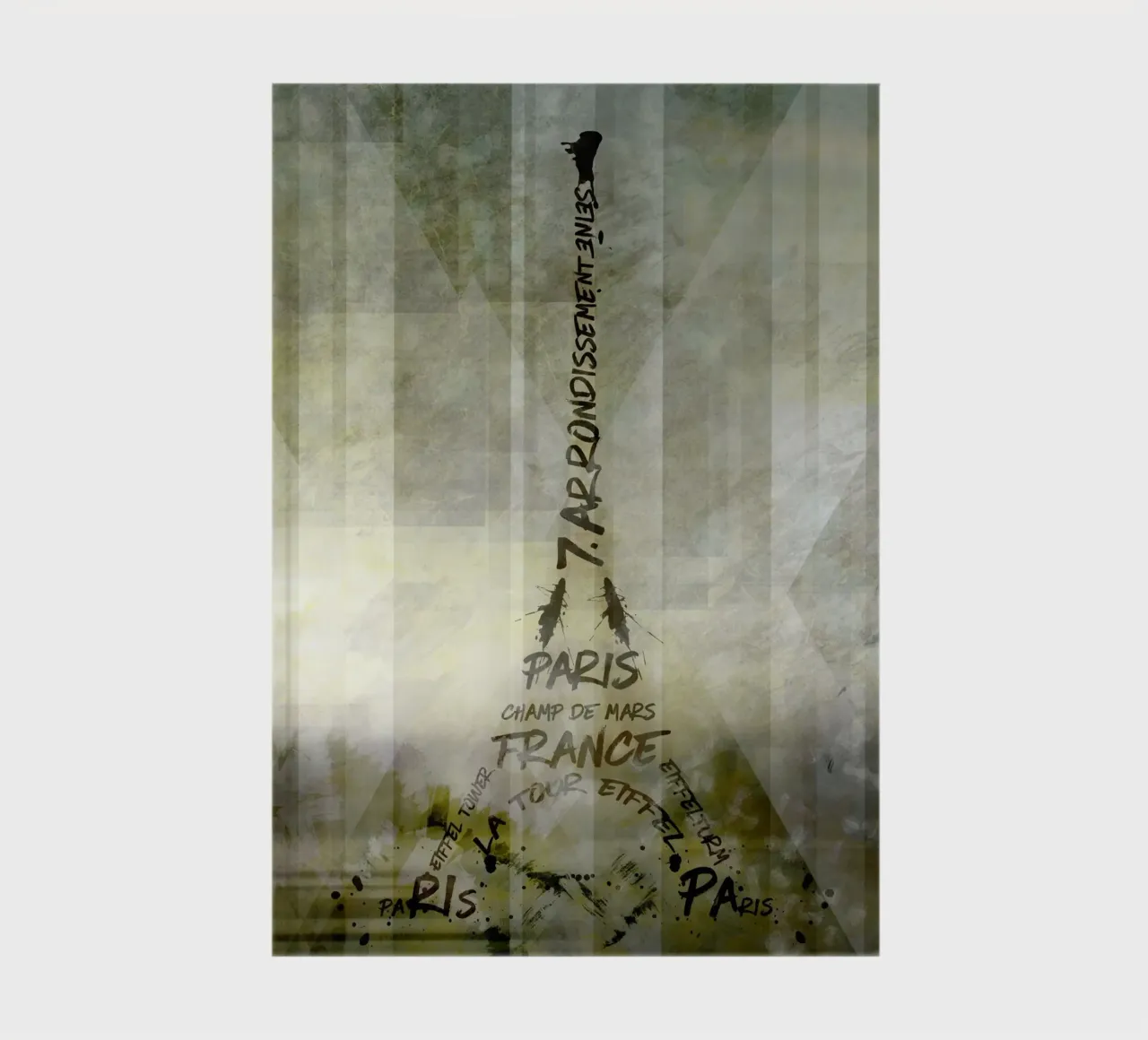 Digital-Art PARIS Eiffel Tower | Geometric Mix No.1 notebook by Melanie Viola