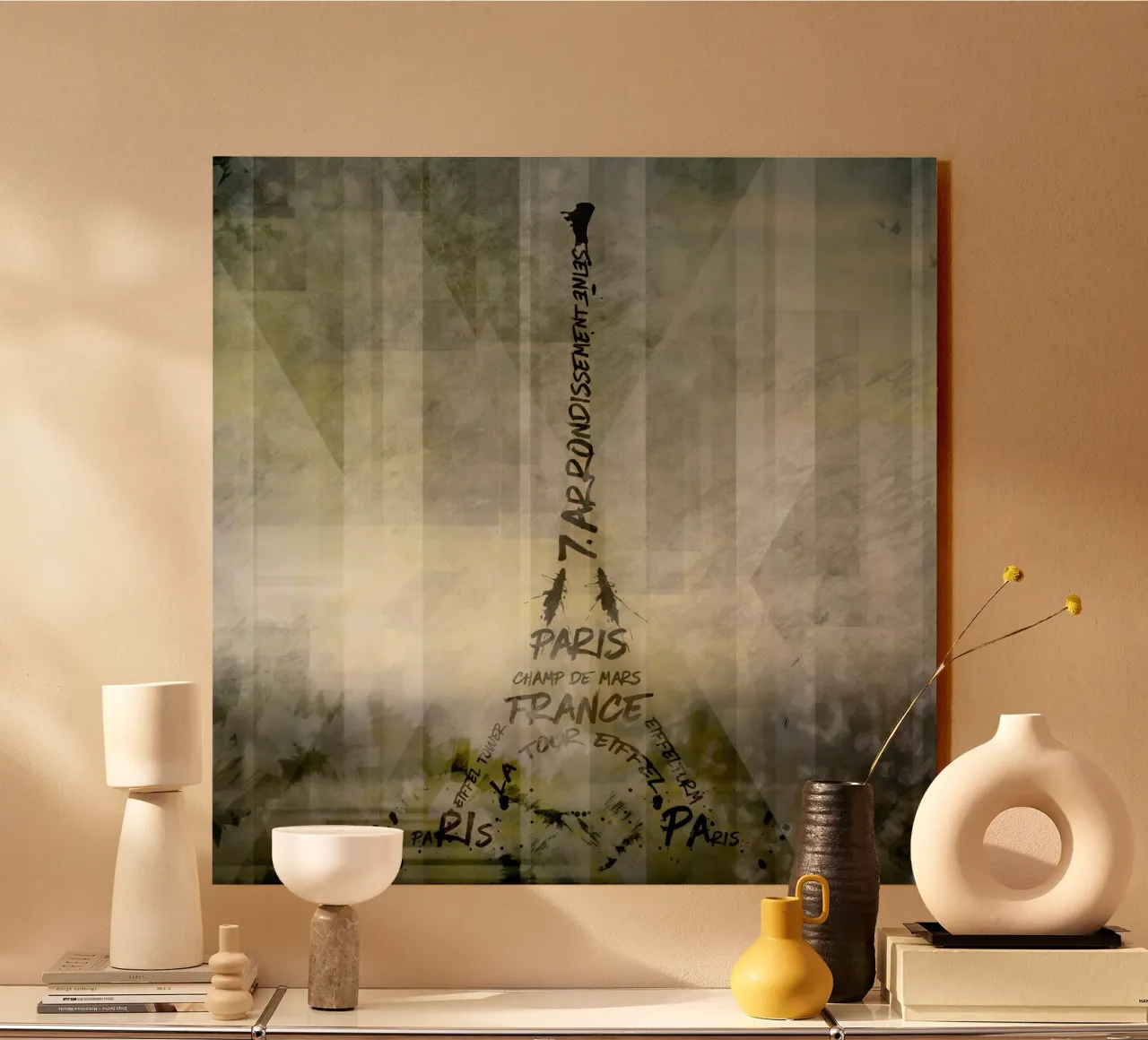 Digital-Art PARIS Eiffel Tower | Geometric Mix No.1 aluminio dibond de Melanie Viola