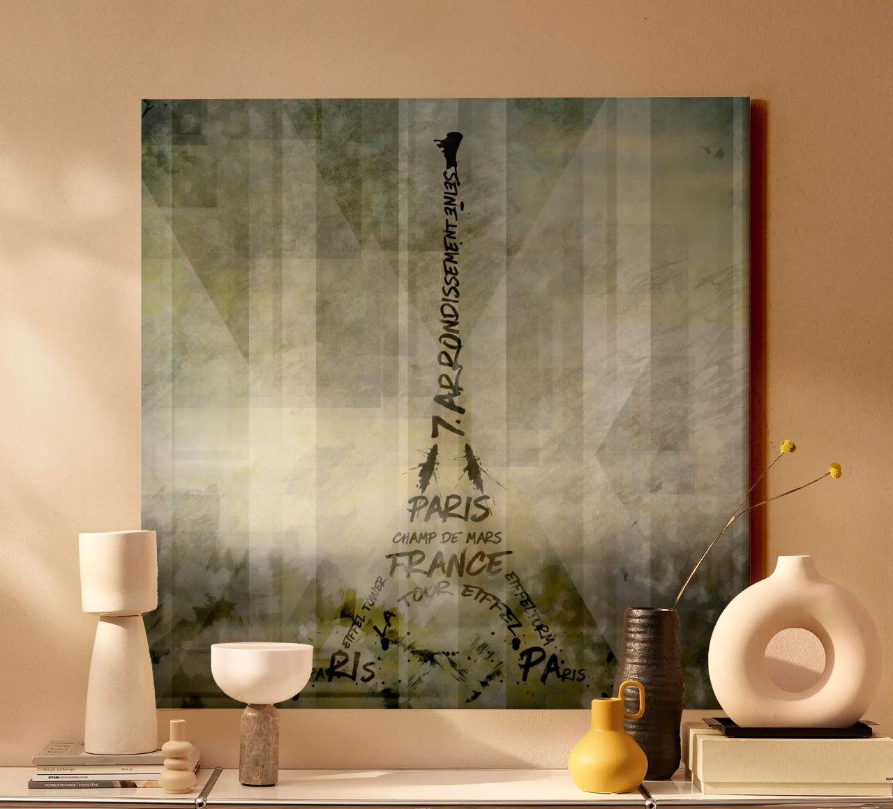 Digital-Art PARIS Eiffel Tower | Geometric Mix No.1 tela da Melanie Viola