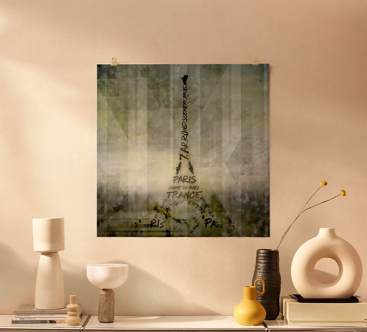 Digital-Art PARIS Eiffel Tower | Geometric Mix No.1 Poster von Melanie Viola