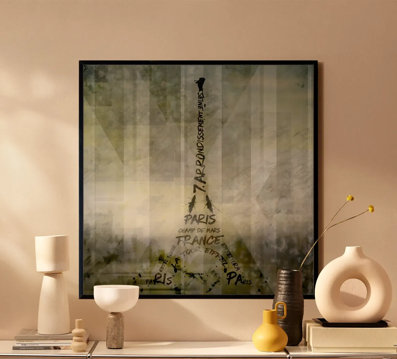 Digital-Art PARIS Eiffel Tower | Geometric Mix No.1 hahnemühle de Melanie Viola