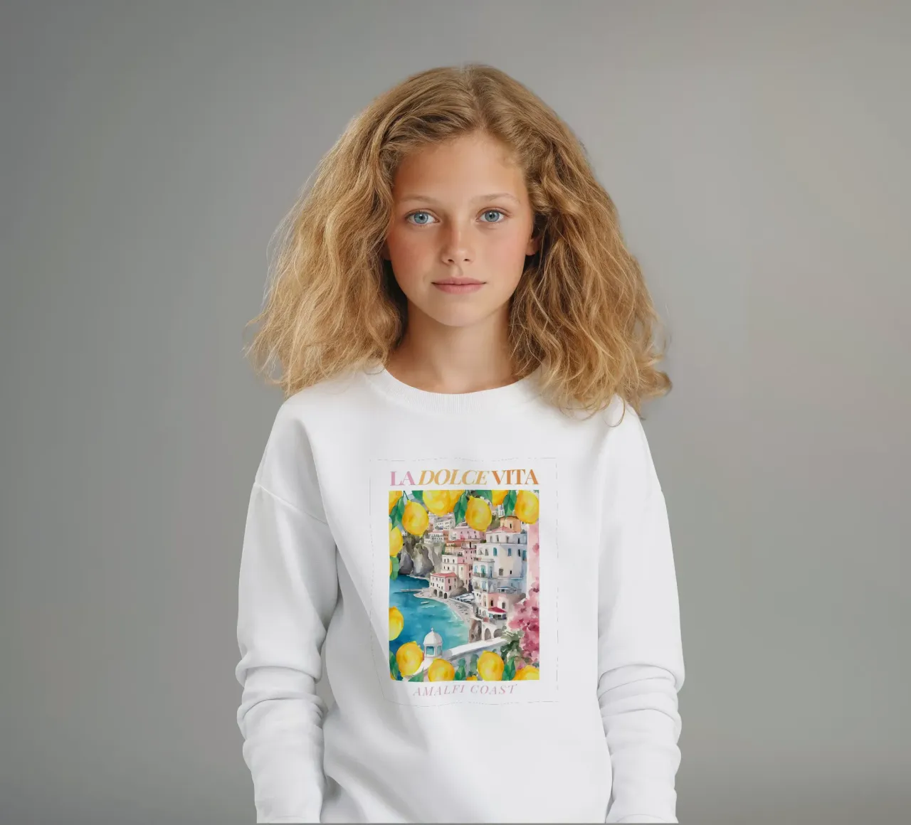Amalfi Coast Lemon Print felpa bambino da Bella Studio