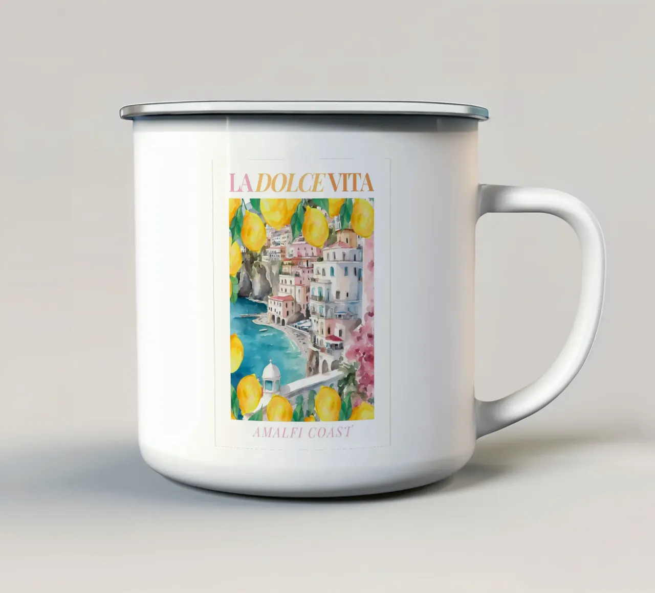 Amalfi Coast Lemon Print tazza in smalto da Bella Studio