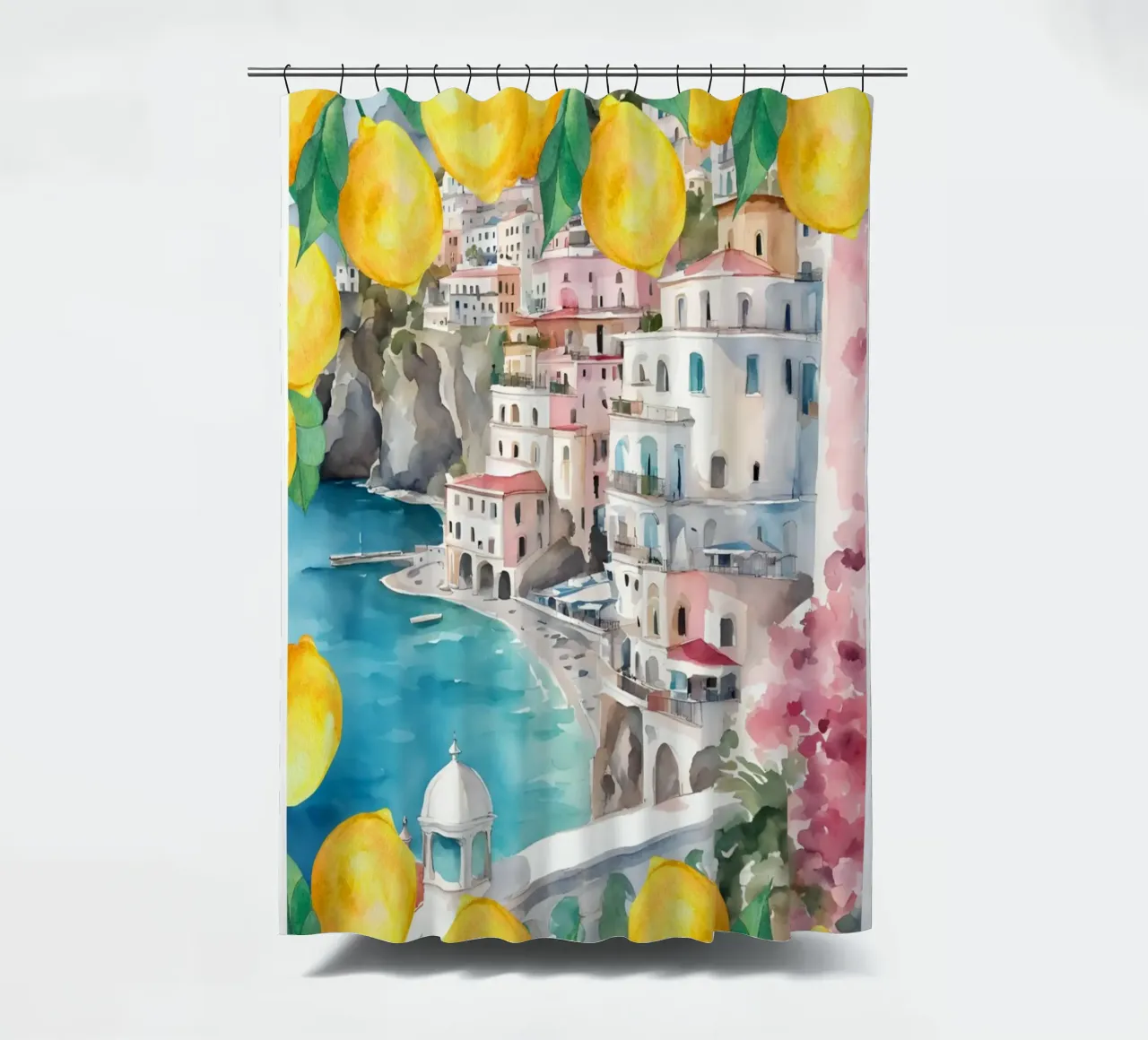 Amalfi Coast Lemon Print tenda da doccia da Bella Studio