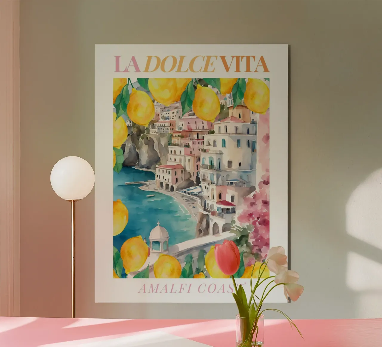 Amalfi Coast Lemon Print alluminio dibond da Bella Studio