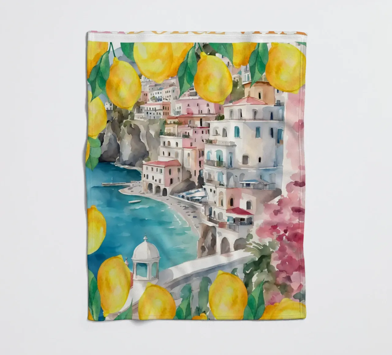 Amalfi Coast Lemon Print coperta in pile da Bella Studio