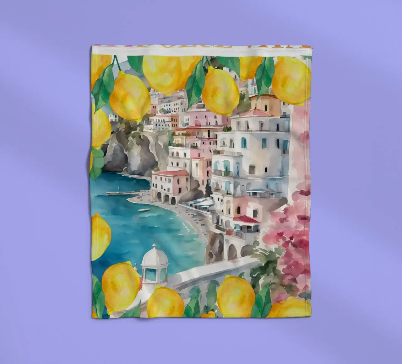Amalfi Coast Lemon Print coperta in pile da Bella Studio