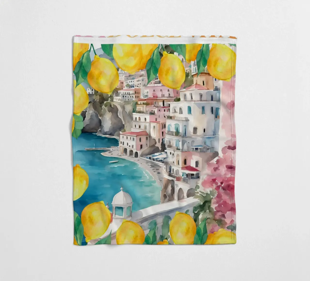 Amalfi Coast Lemon Print coperta in pile da Bella Studio