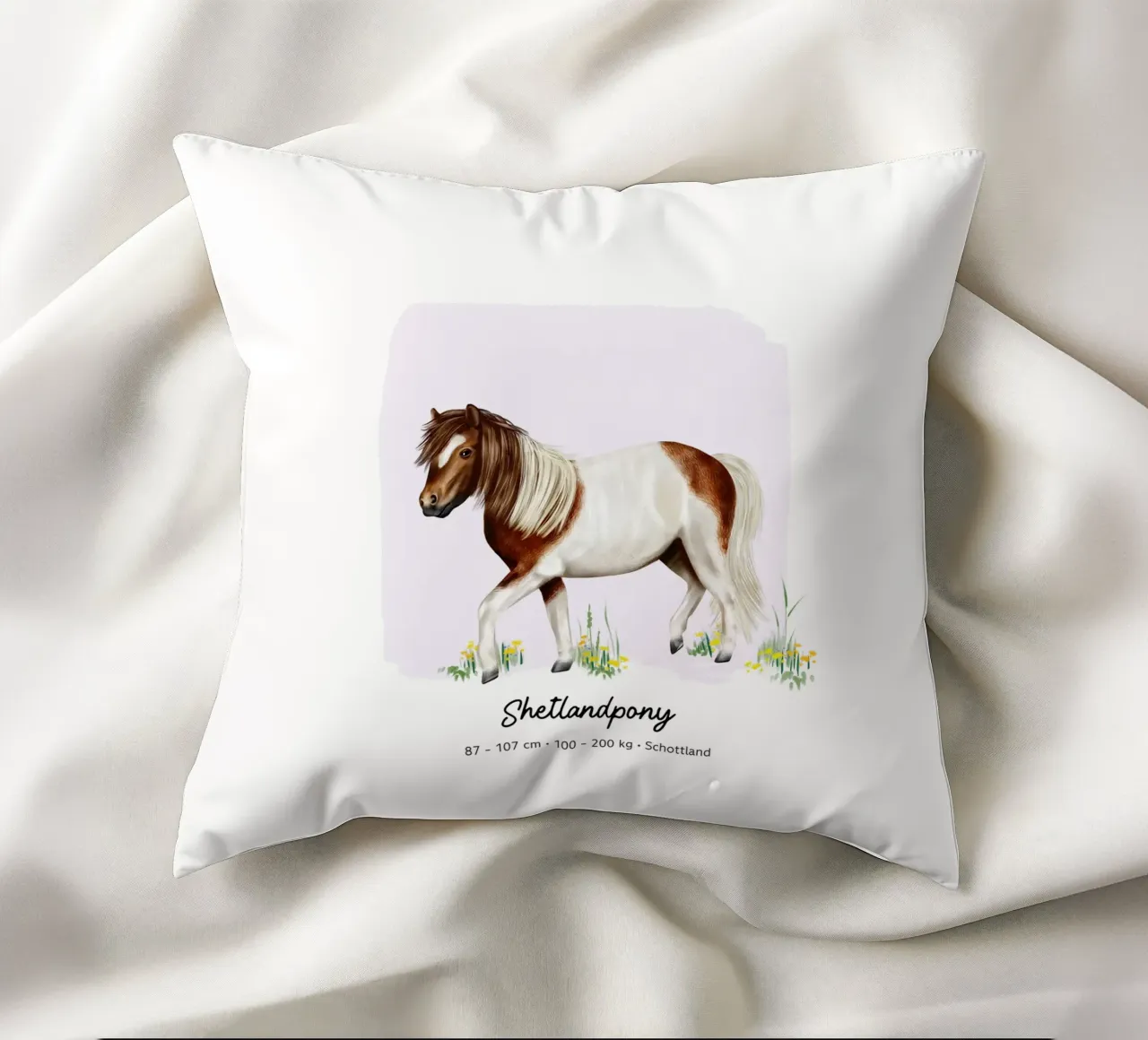 Shetlandpony • Pferde Illustration decorative cushion by Moonlit Illustrations