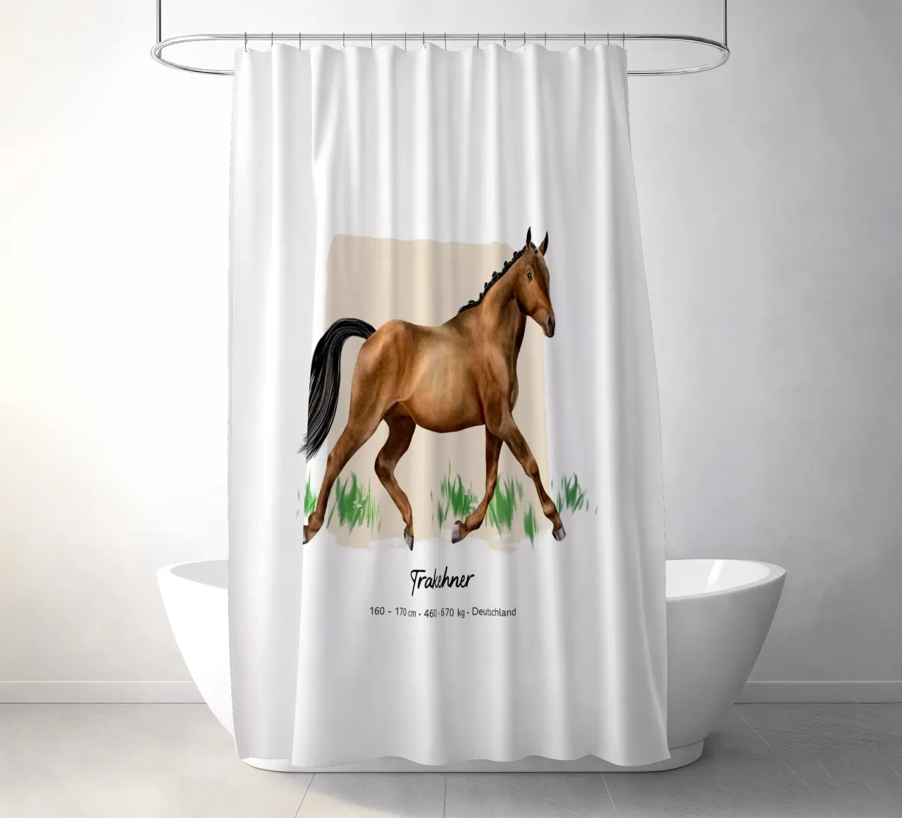 Trakehner • Pferde Illustration rideau de douche de Moonlit Illustrations