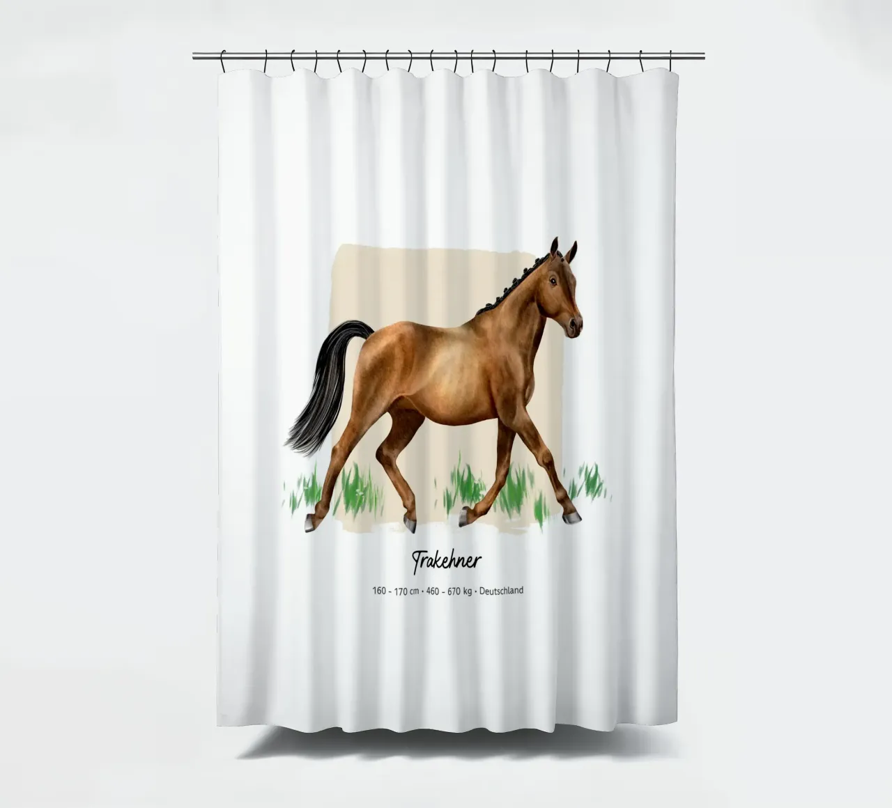 Trakehner • Pferde Illustration rideau de douche de Moonlit Illustrations