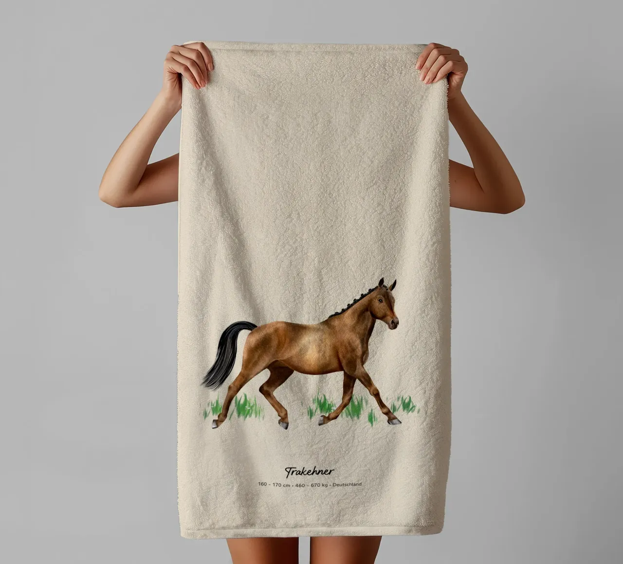 Trakehner • Pferde Illustration towel by Moonlit Illustrations