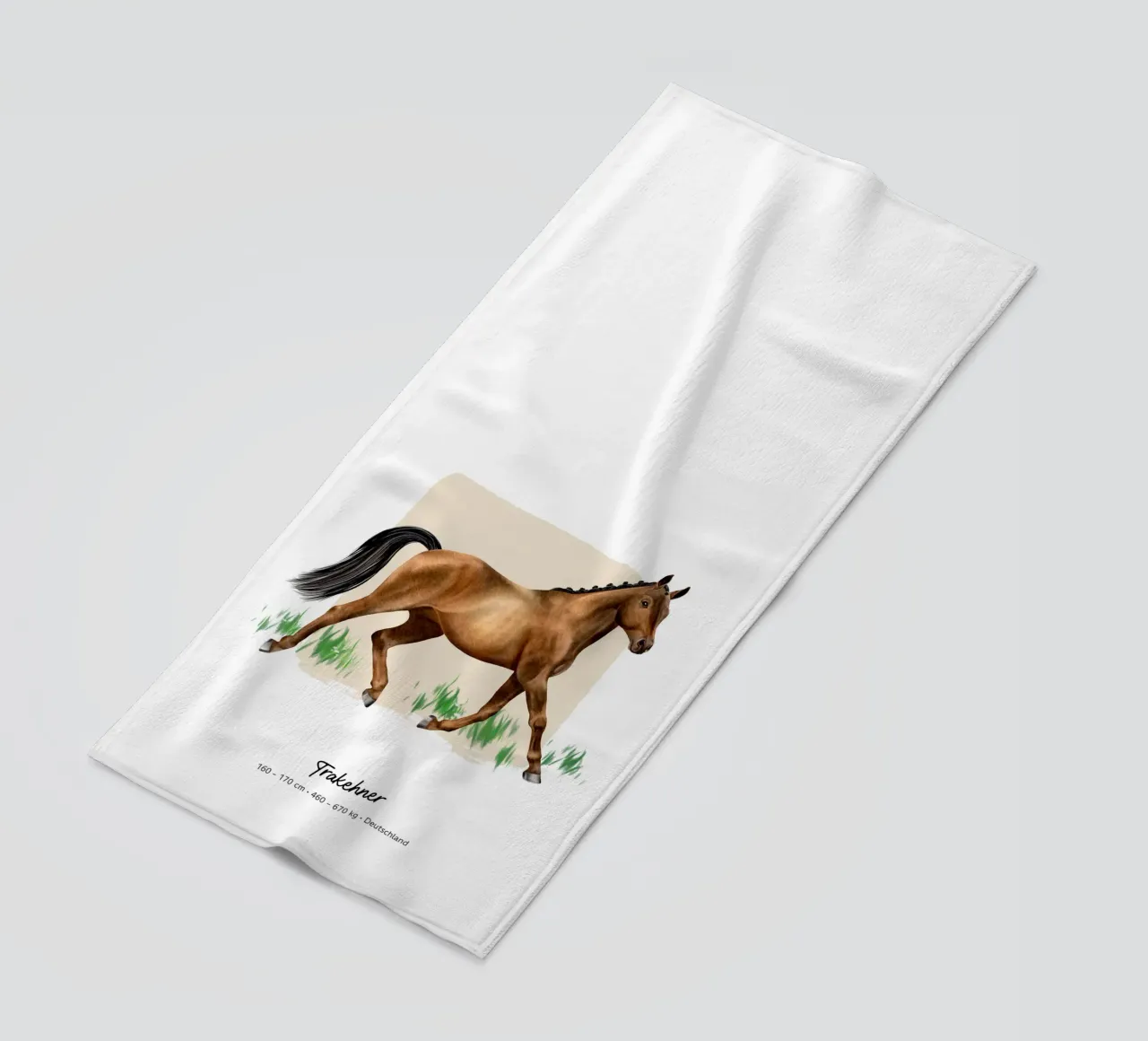Trakehner • Pferde Illustration beach towel by Moonlit Illustrations
