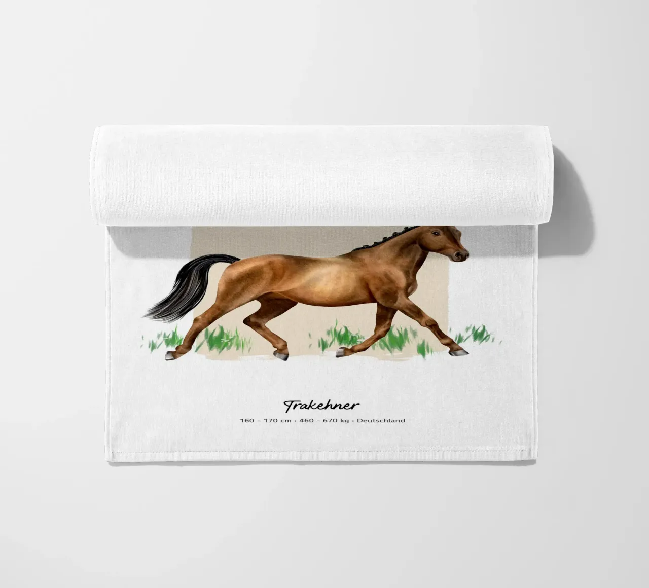 Trakehner • Pferde Illustration beach towel by Moonlit Illustrations
