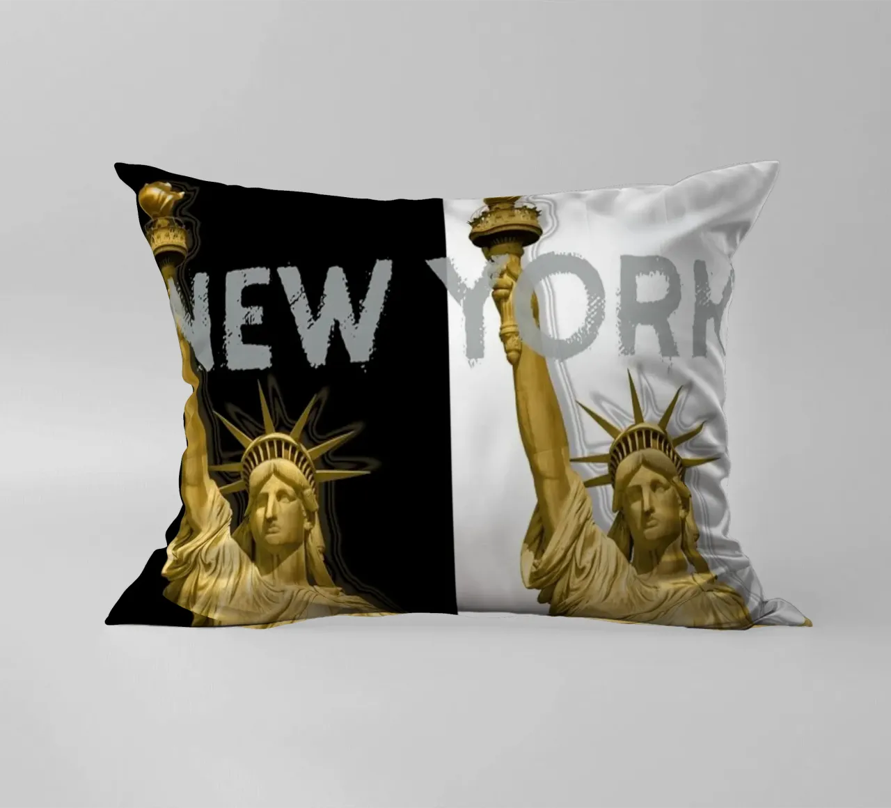 POP ART Freiheitsstatue | New York New York | sw & gold cuscino da Melanie Viola