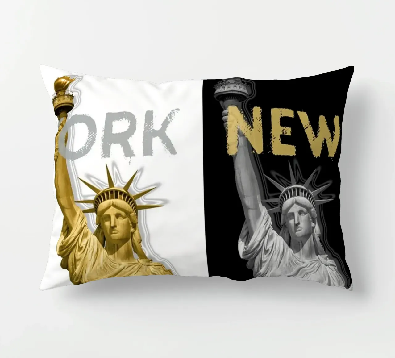 POP ART Freiheitsstatue | New York New York | sw & gold cuscino da Melanie Viola