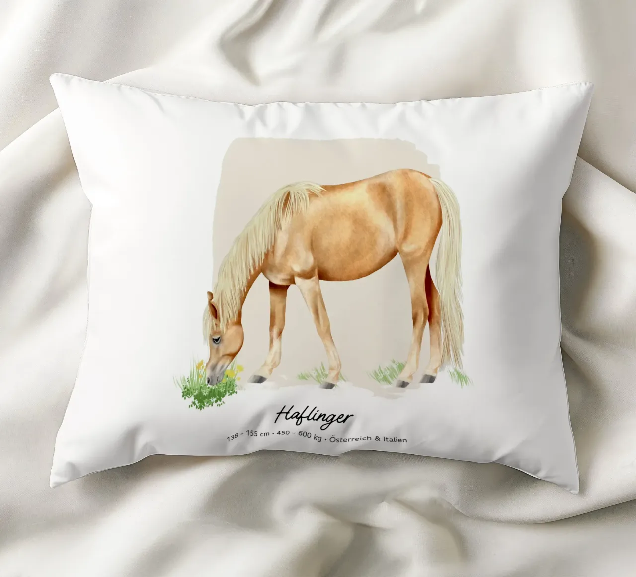 Haflinger • Pferde Illustration decorative cushion by Moonlit Illustrations