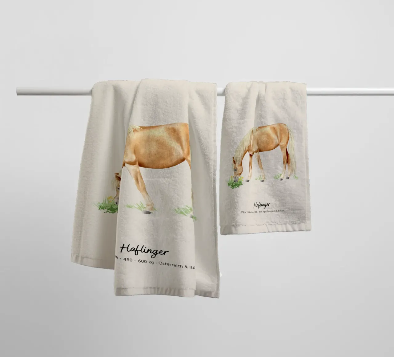 Haflinger • Pferde Illustration towel by Moonlit Illustrations