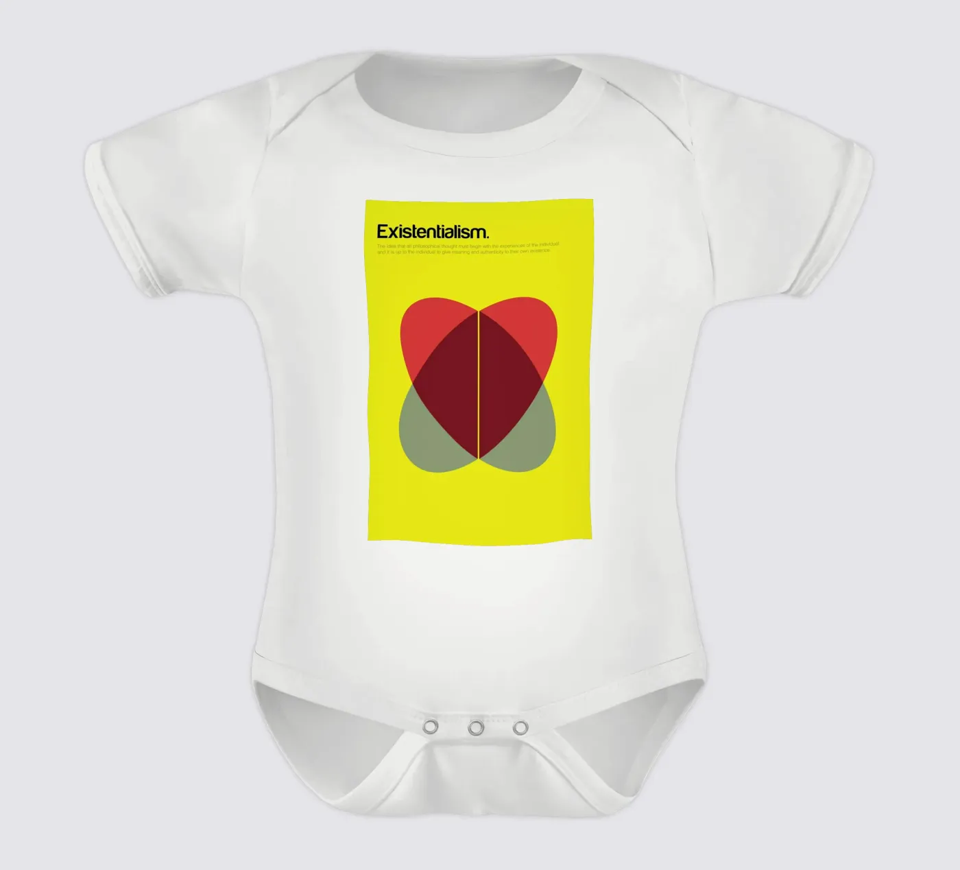 Existentialism short-sleeve baby romper by Genís Carreras