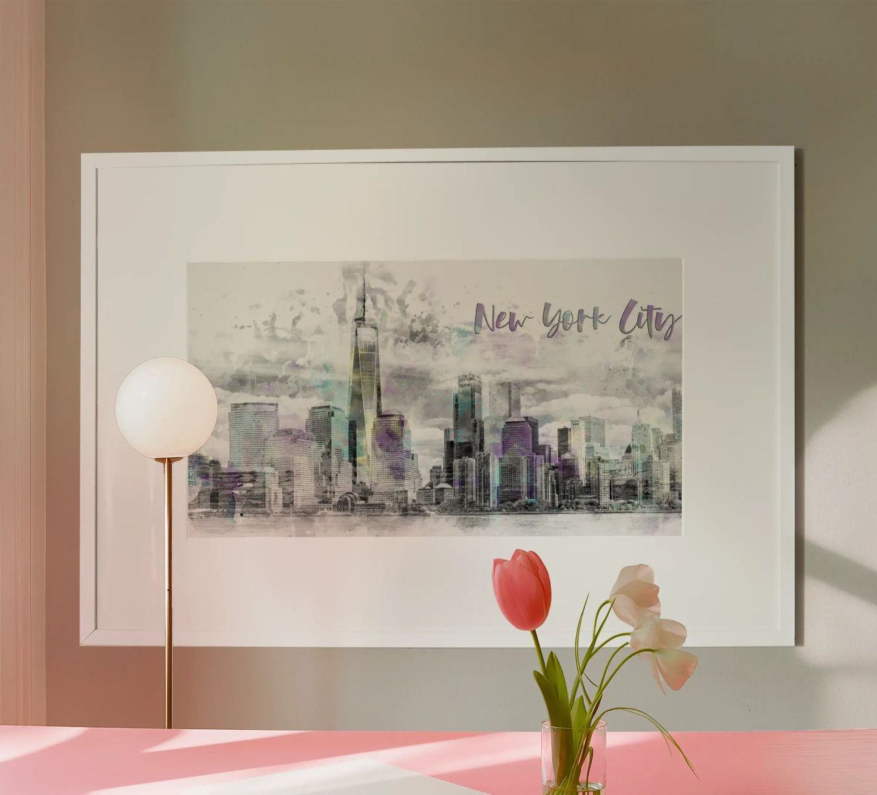 Art moderne NYC Manhattan Skyline | Aquarell poster de Melanie Viola