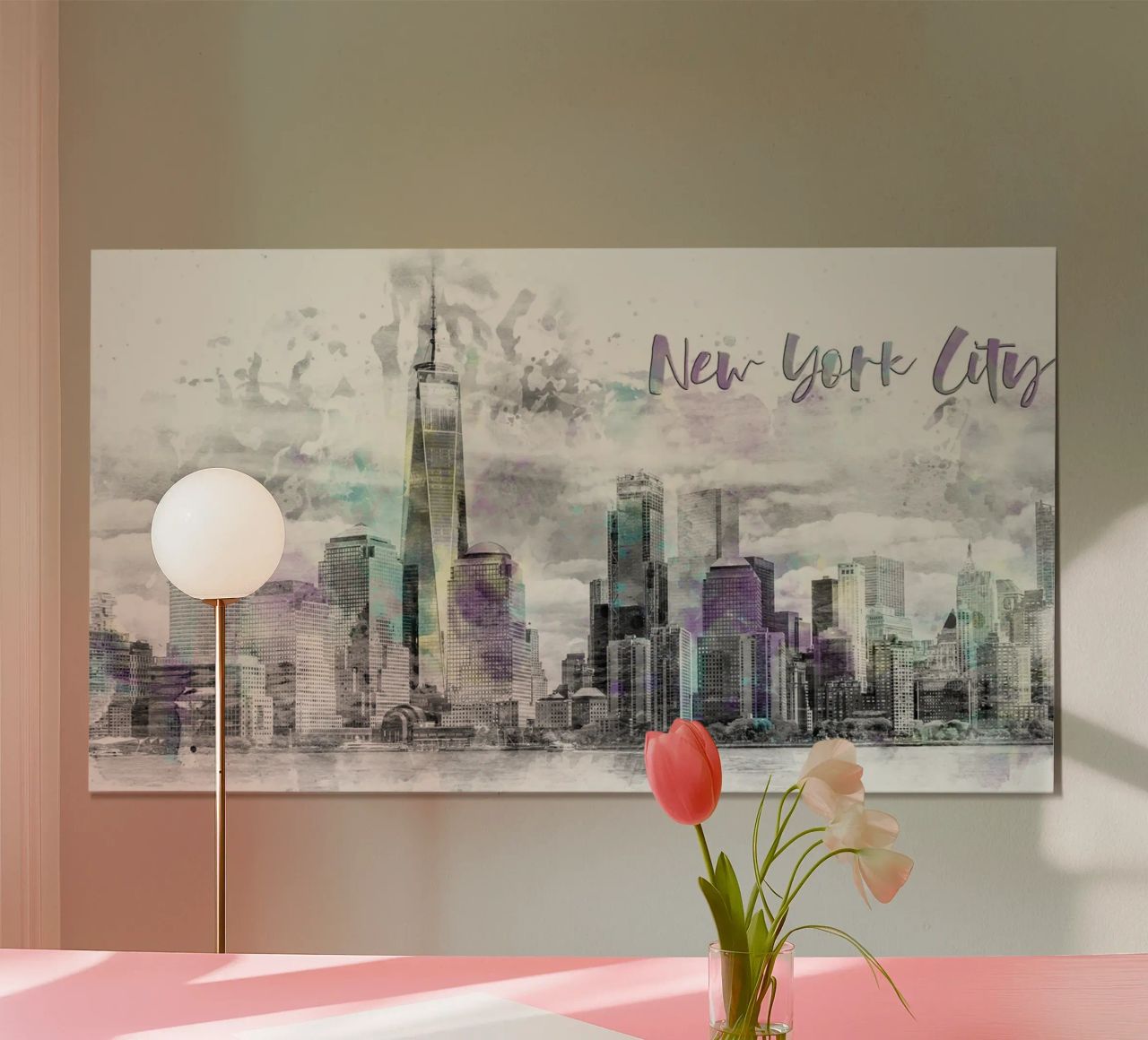 Art moderne NYC Manhattan Skyline | Aquarell poster de Melanie Viola