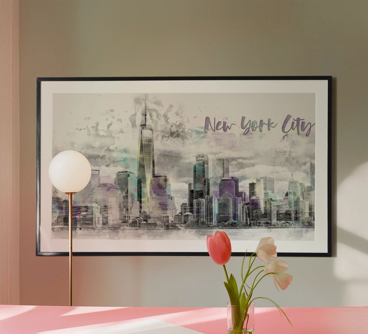 Art moderne NYC Manhattan Skyline | Aquarell poster de Melanie Viola
