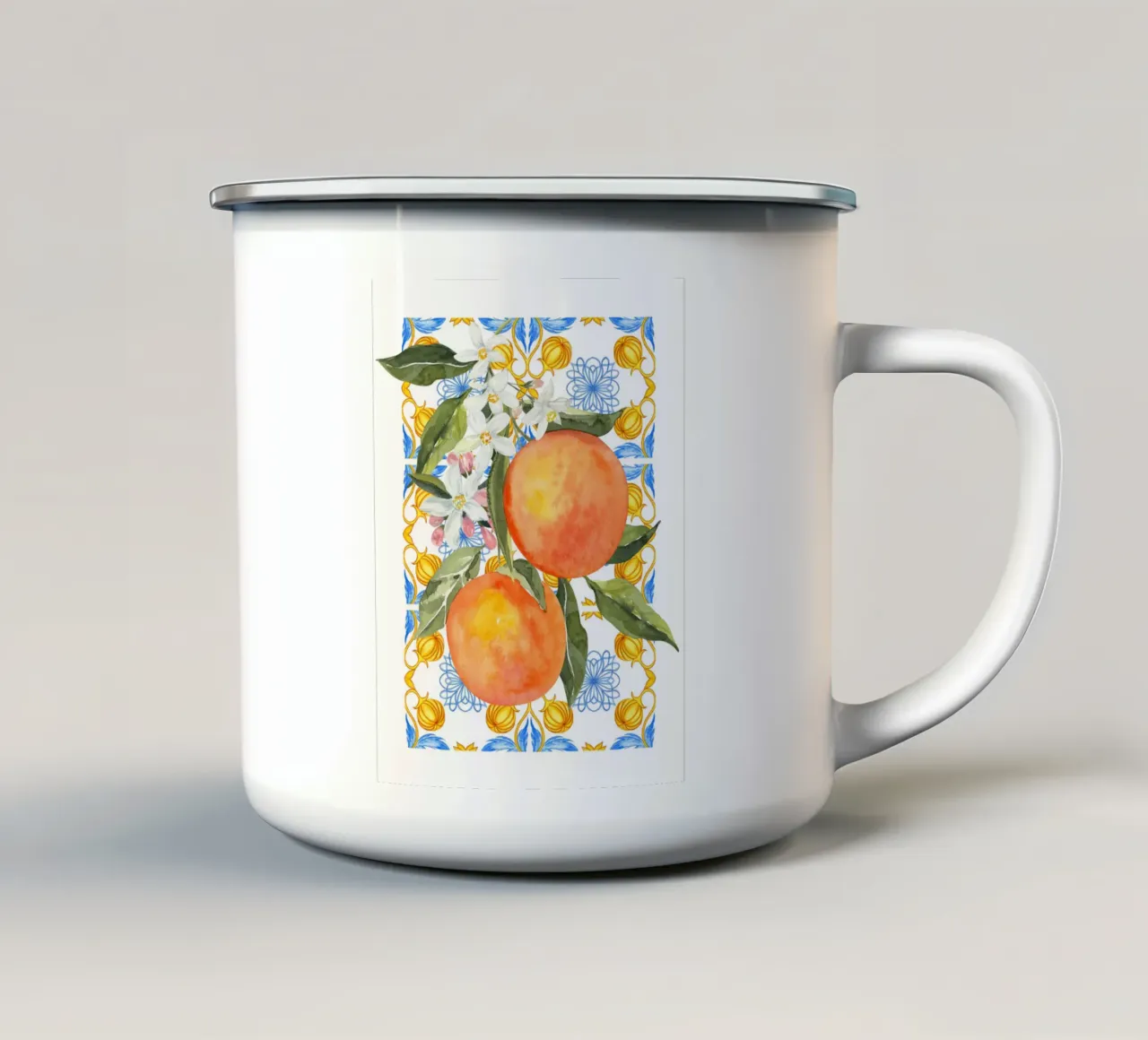 Orange Mediterranean Tile Print tazza in smalto da Bella Studio
