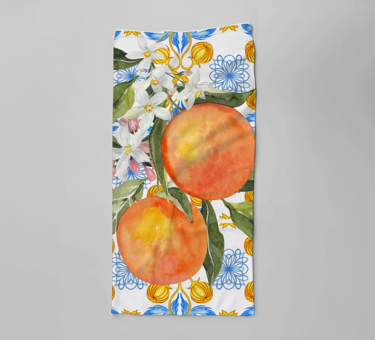 Orange Mediterranean Tile Print asciugamano da bagno da Bella Studio