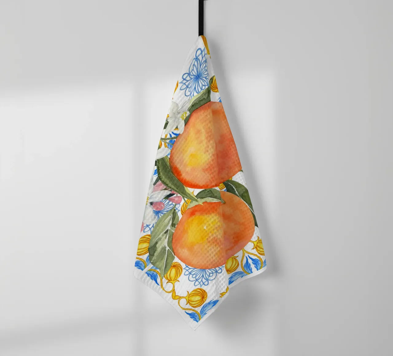 Orange Mediterranean Tile Print canovaccio da cucina da Bella Studio