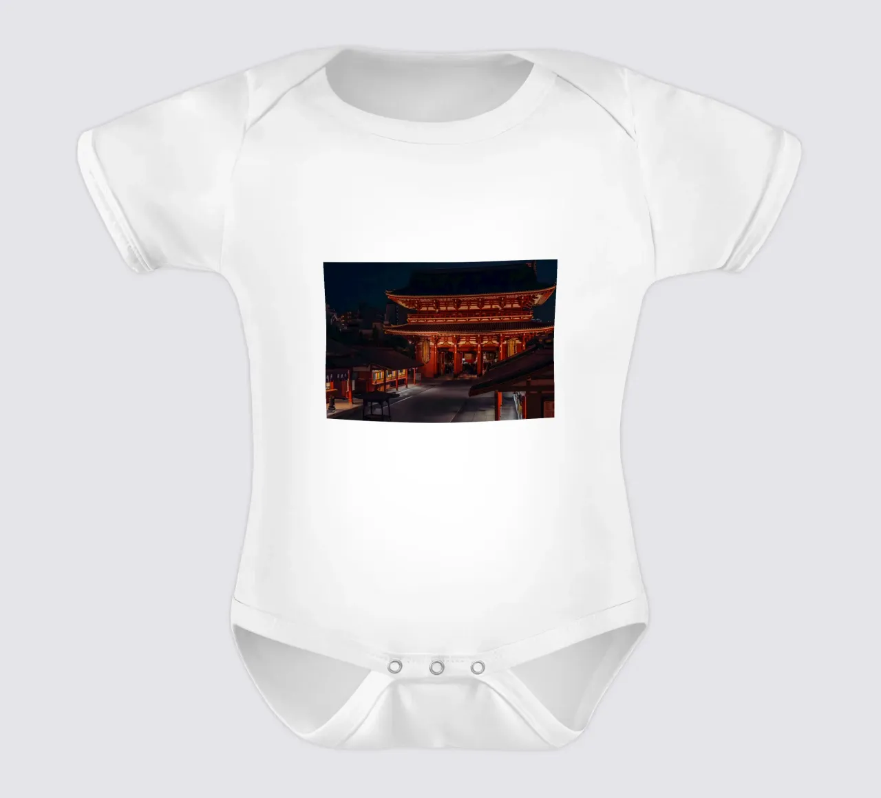 Sensoji Temple at night - Asakusa, Tokyo, Japan short-sleeve baby romper by Marcel Bisig
