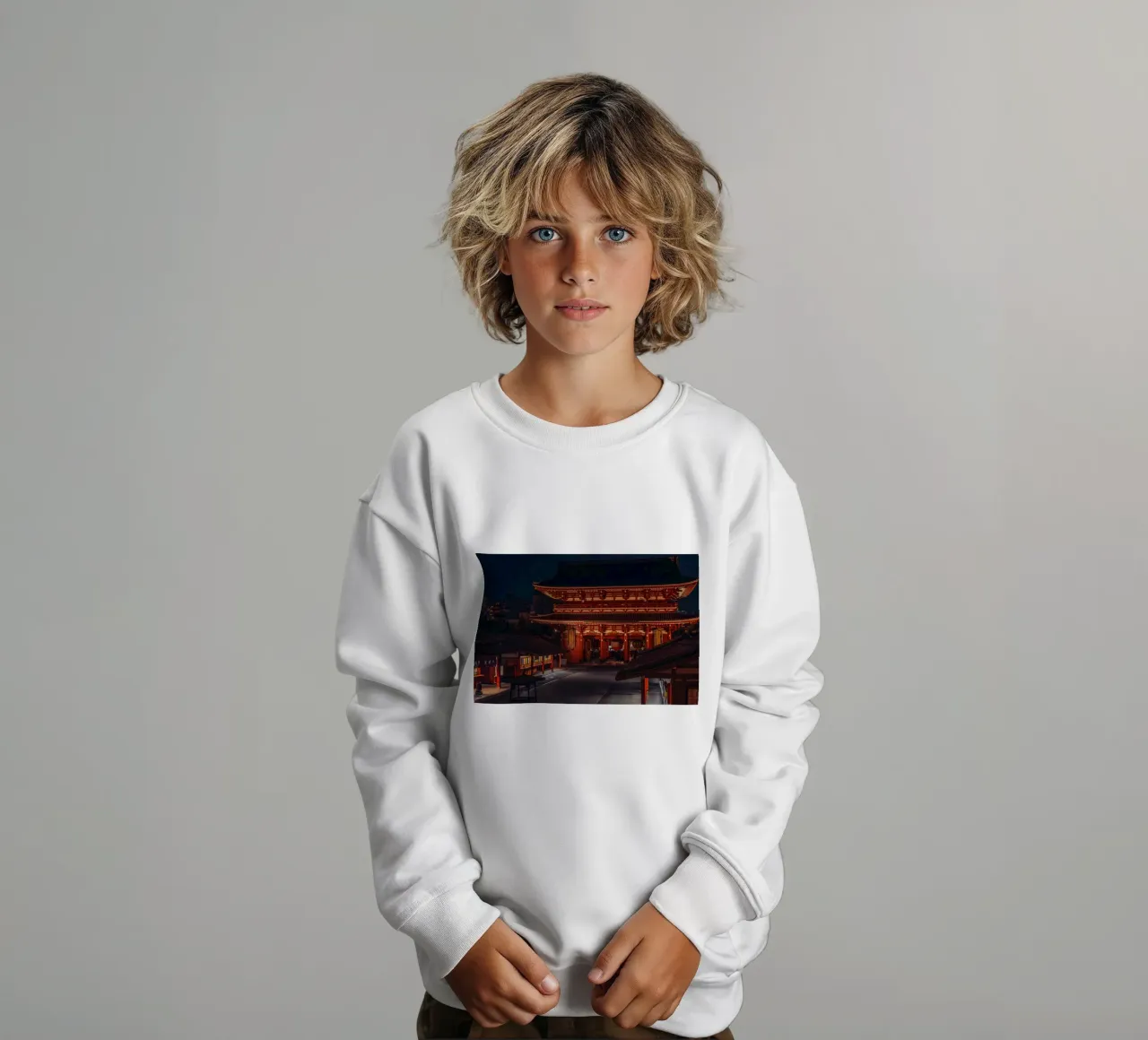 Sensoji Temple at night - Asakusa, Tokyo, Japan kids sweatshirt by Marcel Bisig