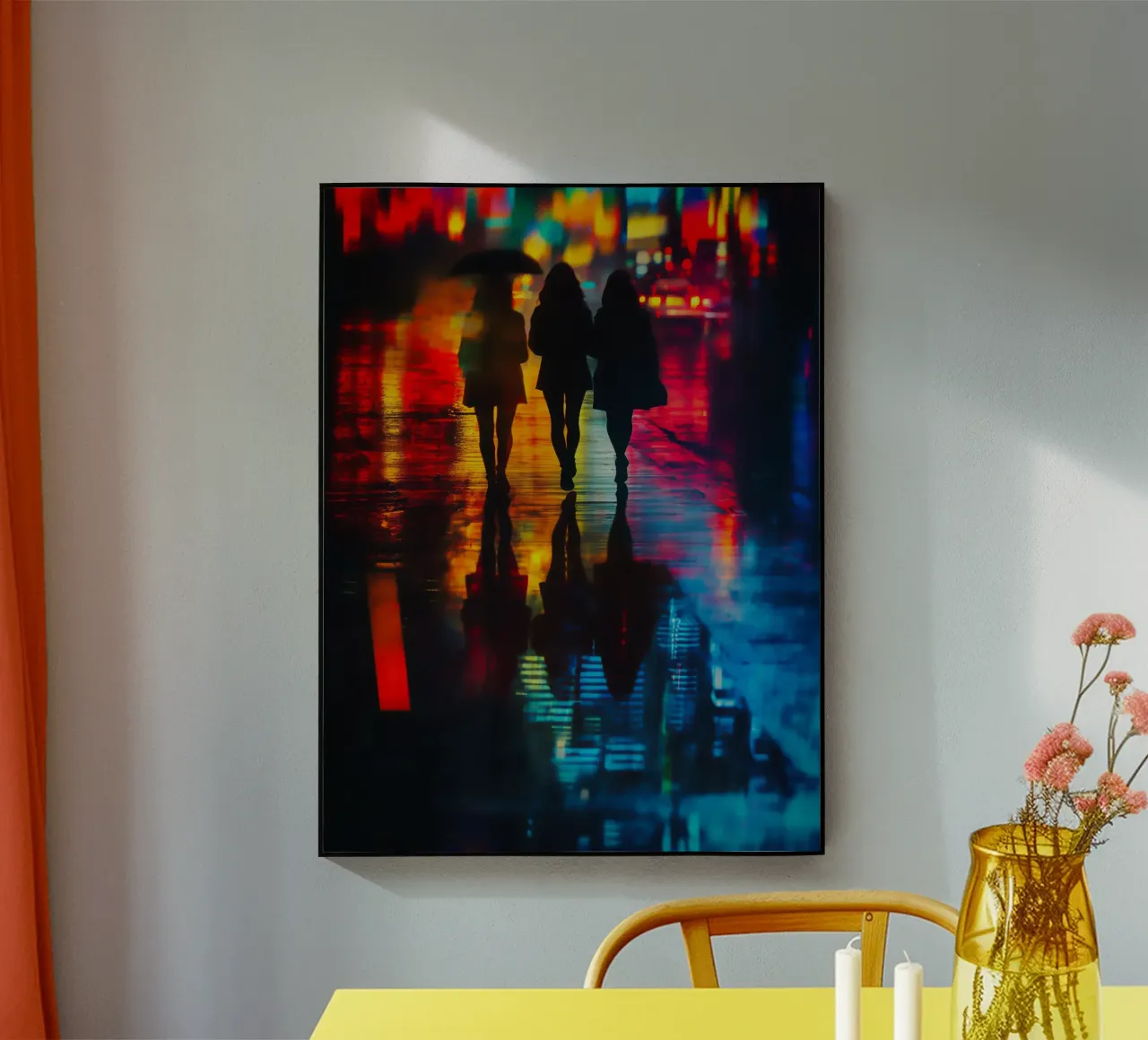 Rainy Black Friday Shopping | Urbane Poesie im Neonregen acrylic glass by Autofocus
