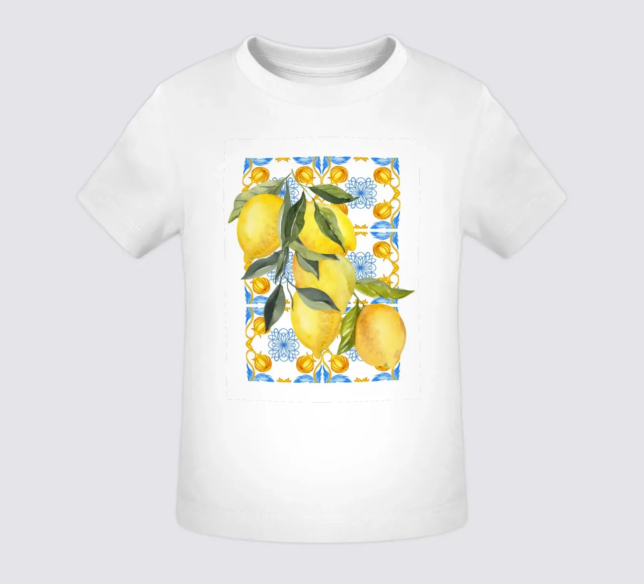 Lemon Mediterranean Tile Print maglietta neonato da Bella Studio