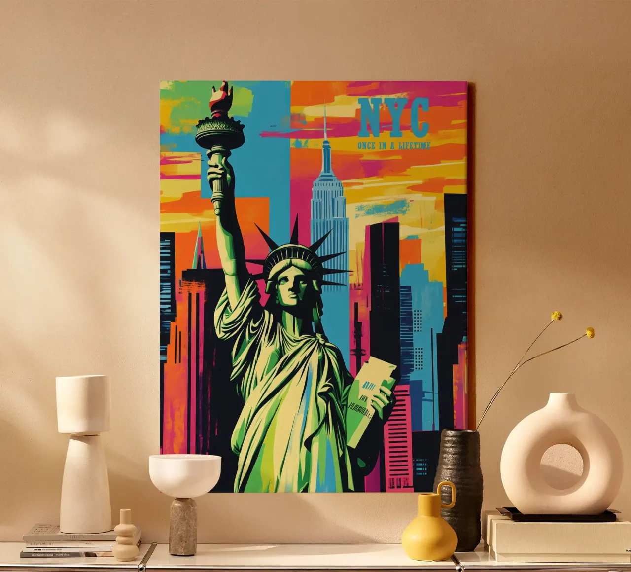 New York City Reisposter | Once In A Lifetime canvas met Baklijst van Autofocus