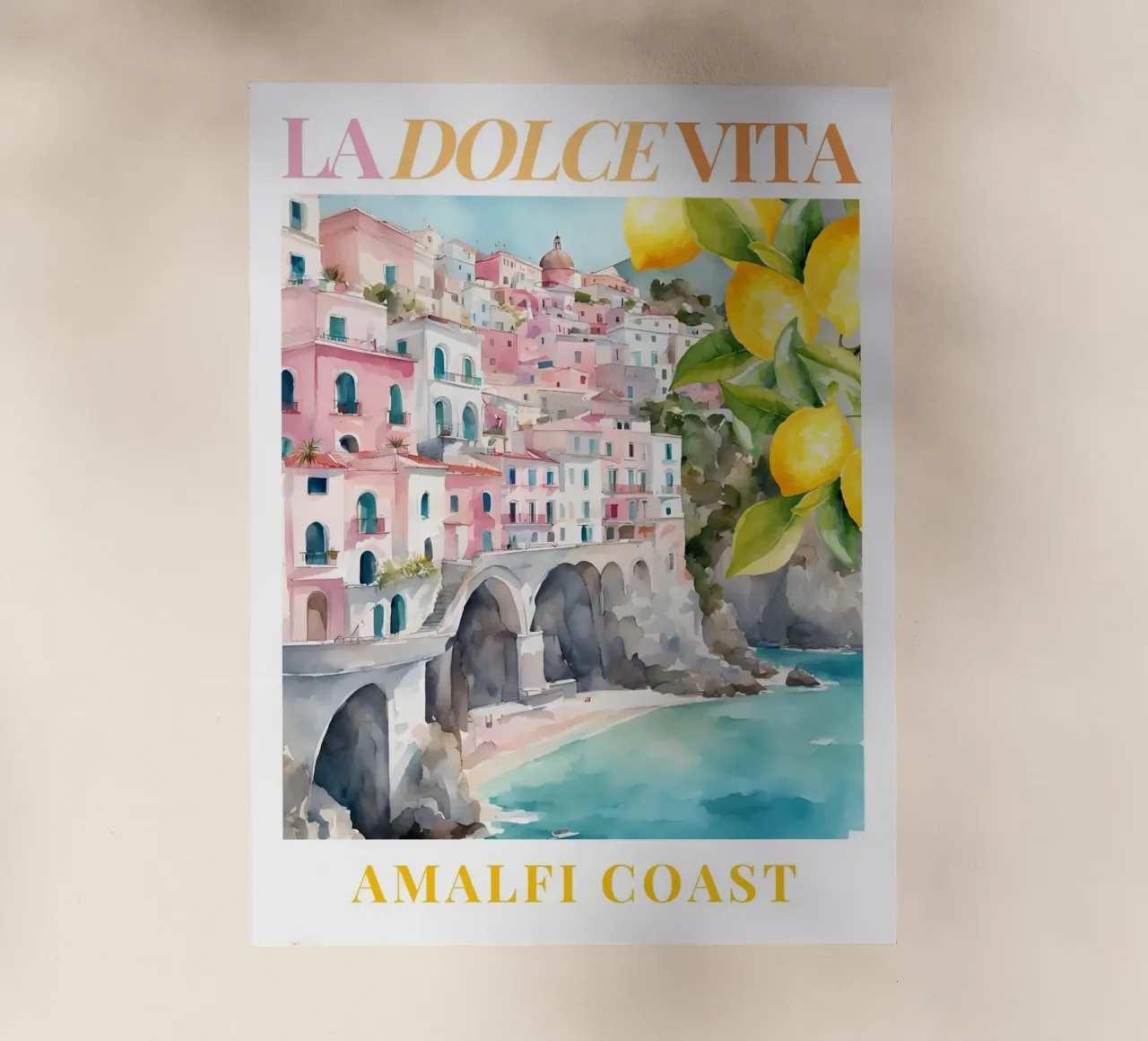 La Dolce Vita Lemon Italy Print, Amalfi Coast Positano pellicola backlit da Bella Studio
