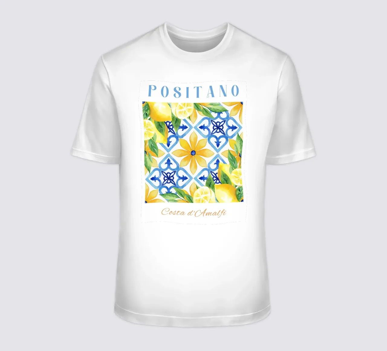 Lemon Positano Print, Amalfi Coast t-shirt da Bella Studio